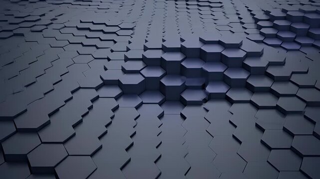 Abstract 3d Background With Dark Blue Hexagonal Geometric Pattern Surface Featuring Modern Parametric Ripples For Minimalist Tech Designs