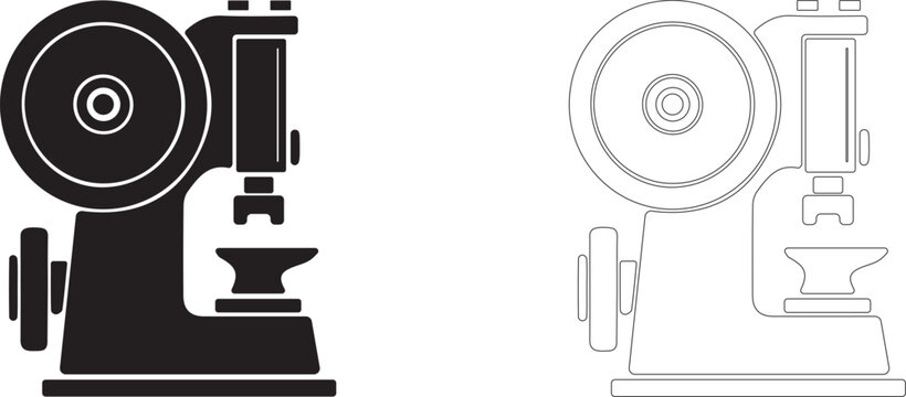 Power press vector icon, mechanical stamping machine symbol, industrial hardware and artisan manufacturing.