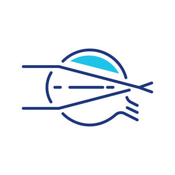 Hyperopia eye icon. Healthcare and ophthalmology line symbol. Color.