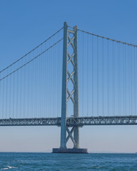 Obraz premium Close-Up of the Main Tower of Akashi Kaikyo Bridge, Japan