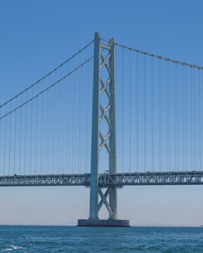 Close-Up of the Main Tower of Akashi Kaikyo Bridge, Japan