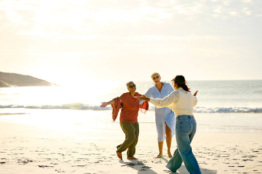 Friends at Beach During Sunset