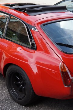 Red MG MGB GT classic British sports car