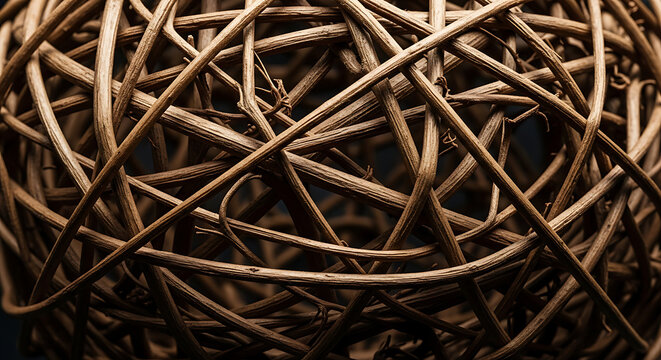 Abstract woven texture of natural brown branches with abstract branches background structure interwoven material intertwined