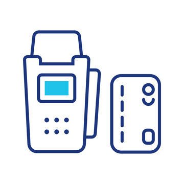 Credit card terminal icon. Business and point of sale line symbol. Color.
