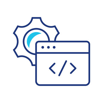Video player settings icon. Industry and video streaming line symbol. Color.