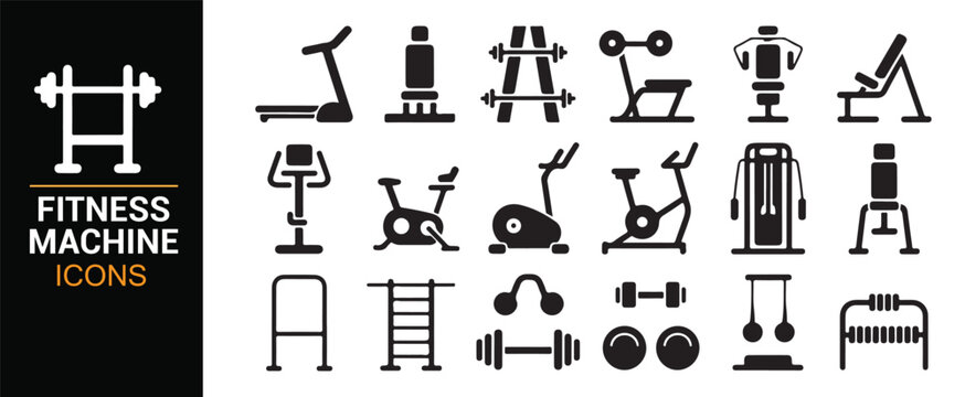 Strength and Cardio Machine Icons Collection for Fitness UI