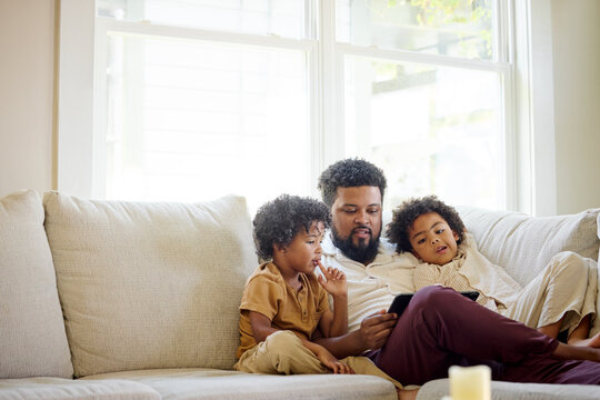 Dad and Kids Enjoy Time Together