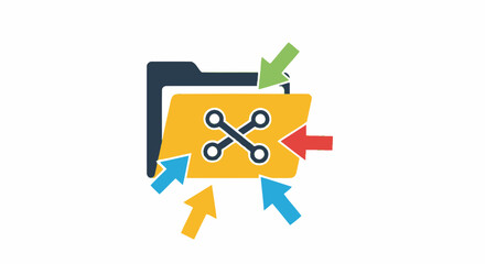 Fototapeta premium Data Aggregation and File Management System Concept with Incoming Arrows Icon