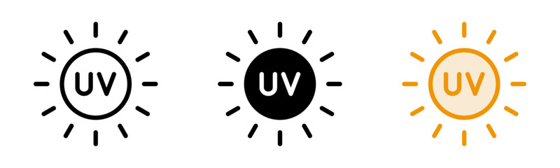 Fototapeta premium UV Sun Protection and Ultraviolet Radiation Icon Set
