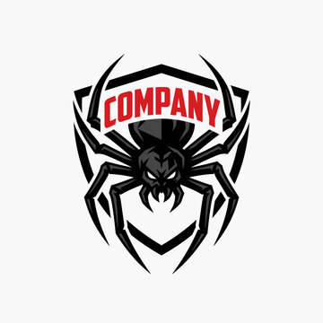 Aggressive spider mascot logo with red company text.