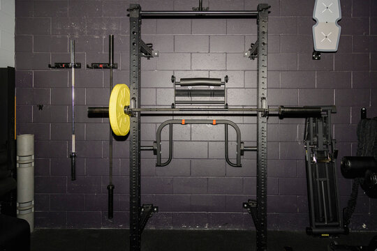 Functional fitness setup with barbell and flash