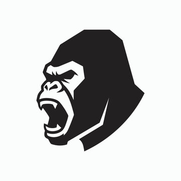 Aggressive gorilla head profile silhouette graphic.