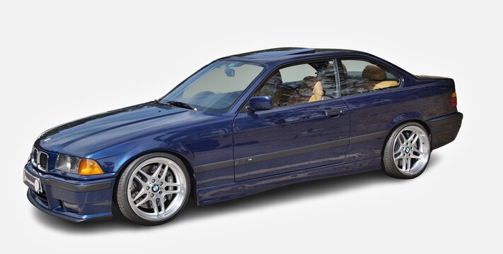 BMW E36 M3 blue performance coupe car