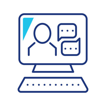 Online chat icon. Technology and online chat line symbol. Color.