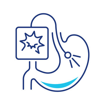 Stomach endoscopy icon. Healthcare and gastroenterology line symbol. Color.
