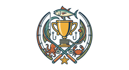 Obraz premium Trophy with fishing gear and fish.
