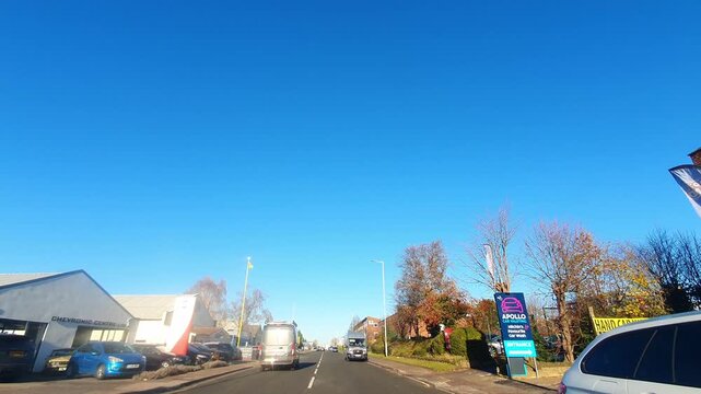 Urban Drive Through Hitchin and Letchworth Garden City Streets Tour on Car During Cold But Sunny Day of Winter. 3rd December, 2025.