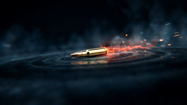 Bullet flying at high speed creating shockwave in dark atmosphere with ammunition projectile shockwave ballistics military shooting velocity atmosphere explosion
