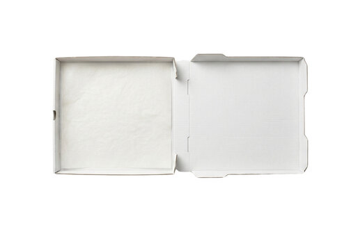 Isolated white greaseproof paper liner inside an empty cardboard box, representing the concept of delivery, packaging, and boxes.  