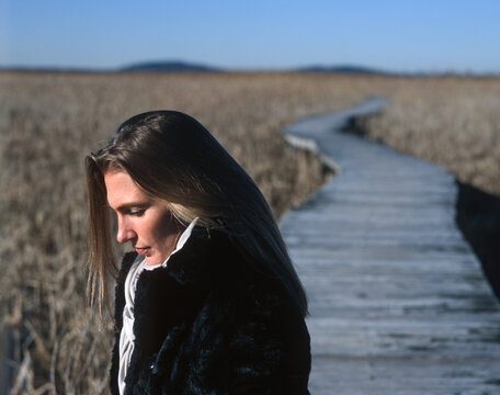 Portrait woman side view Fall Film