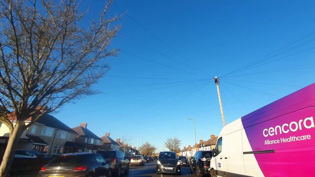 Urban Drive Through Hitchin and Letchworth Garden City Streets Tour on Car During Cold But Sunny Day of Winter. 3rd December, 2025.