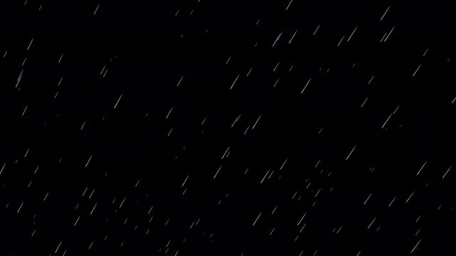 4K Looped Diagonal Rain Overlay on Black Background