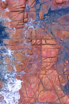 O overhead view of Coles Bay Shoreline