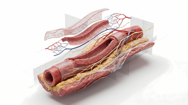 Cross-Sectional View Of A Blood Vessel With Surrounding Tissues