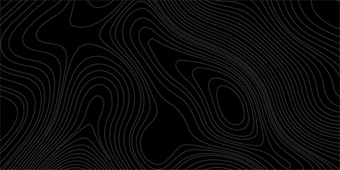 Black topographic map contour lines abstract background with dark minimalist wavy pattern for modern design textures. A minimalist, dark abstract background, geographic maps or elevation curves © Creative Arts