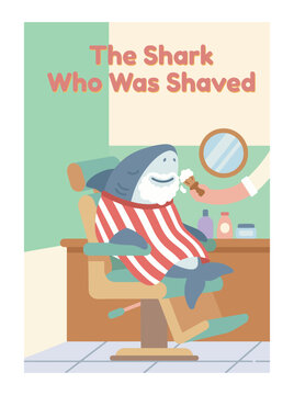 Cute Shark Getting Shaved in Barber Shop Children Book Cover
