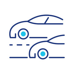 Naklejka premium Race car icon. Transport and motorsport line symbol. Color.