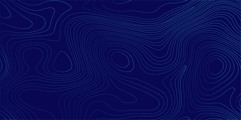 Blue topographic map abstract background with thin contour lines representing geographic terrain elevation gradients. A professional dark blue abstract vector background, topographic contour lines. © Creative Arts
