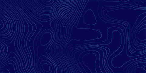 Blue topographic map abstract background with thin contour lines representing geographic terrain elevation gradients. A professional dark blue abstract vector background, topographic contour lines. © Creative Arts