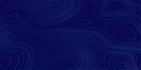 Blue topographic map abstract background with thin contour lines representing geographic terrain elevation gradients. A professional dark blue abstract vector background, topographic contour lines. © Creative Arts
