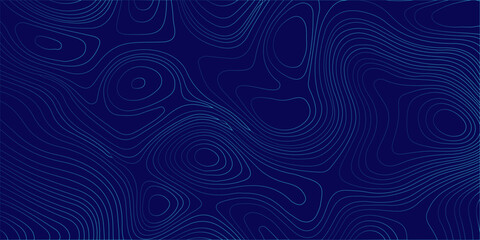 Blue topographic map abstract background with thin contour lines representing geographic terrain elevation gradients. A professional dark blue abstract vector background, topographic contour lines. © Creative Arts