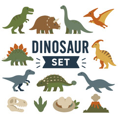 Dinosaur color set. colorful set on a white background © Roman