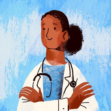 Portrait of Black Female Doctor with Stethoscope