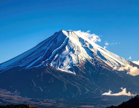 Majestic Mount Fuji Stands Tall Against a Clear Blue Sky