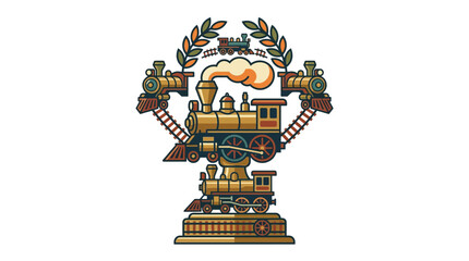 Vintage Locomotive Train Emblem Decoration. © Jakun