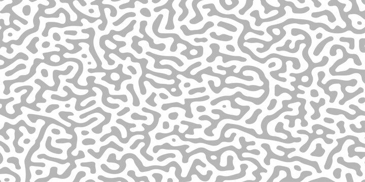 Abstract turing pattern background with grey organic labyrinth lines on white vector texture for seamless design. Grey organic, labyrinth maze lines over a solid white background.
