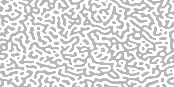 Abstract turing pattern background with grey organic labyrinth lines on white vector texture for seamless design. Grey organic, labyrinth maze lines over a solid white background.