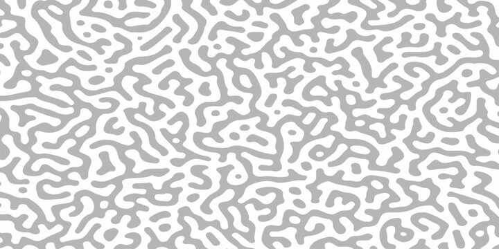 Abstract turing pattern background with grey organic labyrinth lines on white vector texture for seamless design. Grey organic, labyrinth maze lines over a solid white background.