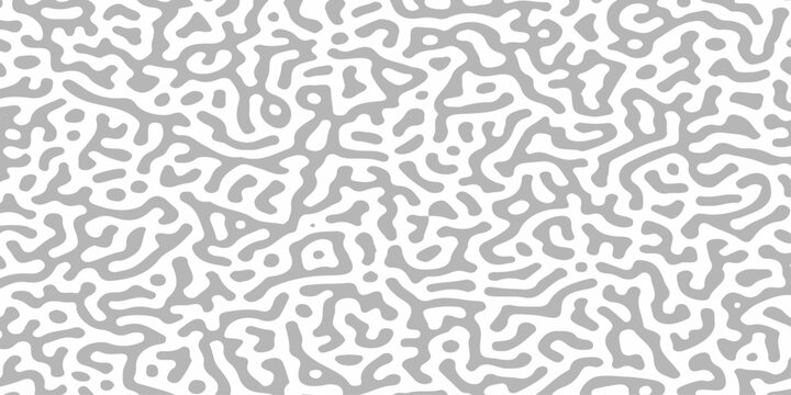 Abstract turing pattern background with grey organic labyrinth lines on white vector texture for seamless design. Grey organic, labyrinth maze lines over a solid white background.