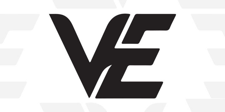 Interlocking Lettering Ve Silhouette On White Background