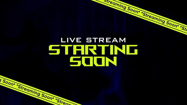 Live Stream Starting Soon Graphic with Animated Warning Tape