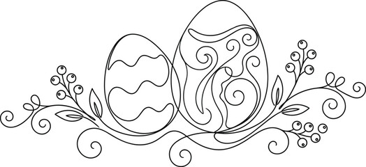 Easter egg decorative illustrations with floral vine swirl leaf berry festive seasonal vector artwork © Sahara