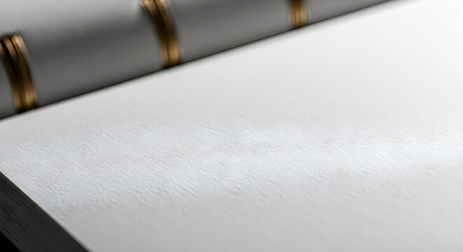 Elegant minimalist blank textured paper in gold ring binding notebook