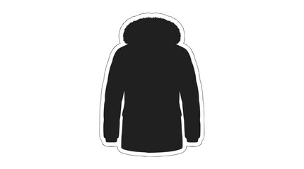 Solid black silhouette of a hooded winter parka © pejuangibudanistri