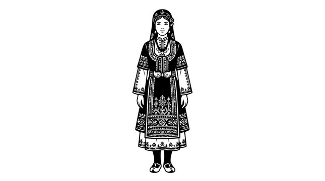 Woman in traditional Eastern European folk dress portrait.